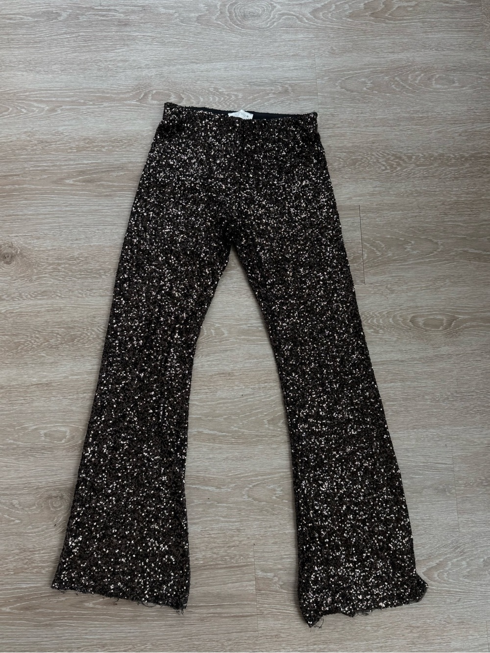 Black Sequin Flared Pants - Women